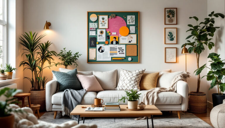 Cozy budget living room thrifted style