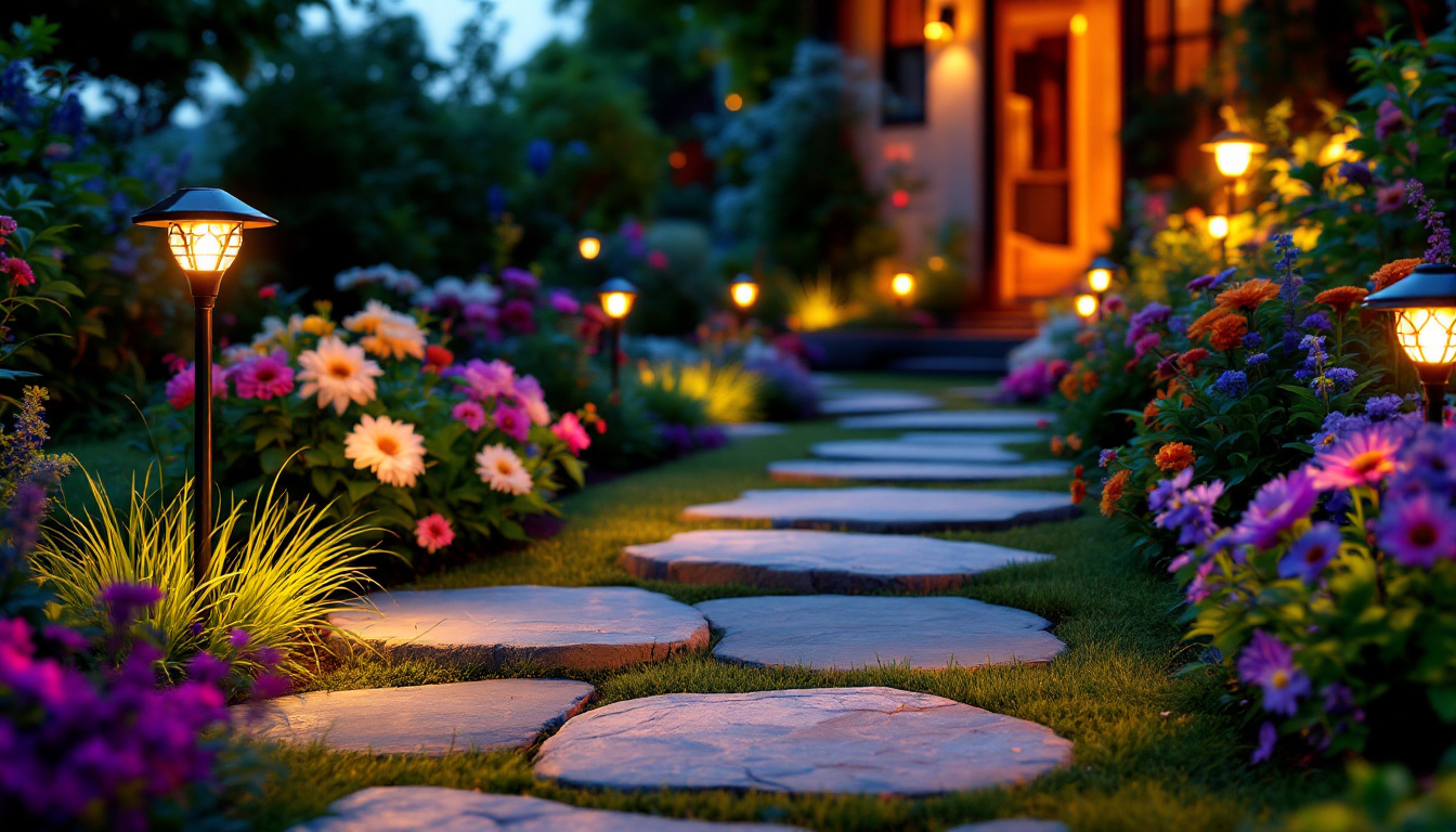 Outdoor garden pathway stepping stones